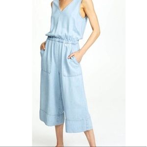 Chambray Wide-Leg Jumpsuit